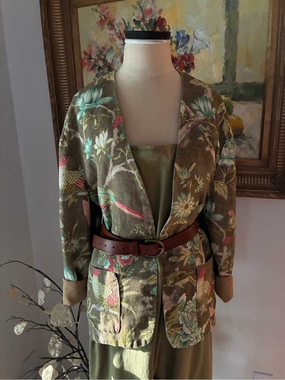 Handcrafted Artistic Floral Bird Blazer Jacket